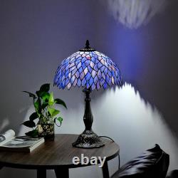Tiffany Style Blue Purple Wisteria Stained Glass Table Lamp 18 Bedside Light