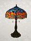 Tiffany Style Blue And Red Handcrafted Glass Dragonfly Table Lamp Shade 16