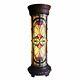 Tiffany Style Bronze Finish Hand Cut Stained Glass 30in Pedestal Lamp Floor Swch