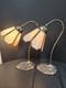 Tiffany Style Bronze Goose Neck Stained Glass Table Desk Lamp Set Of 2 Grapes