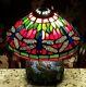 Tiffany Style Bronze Table Lamp Stained Glass Dragonfly Mosaic Base 10 Inch