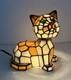 Tiffany Style Cat Table Lamp Stained Glass Small Accent Desk Light Decoration