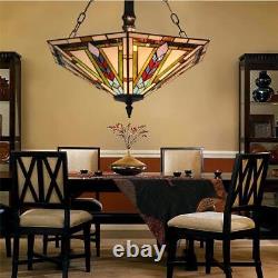 Tiffany Style Ceiling Light Retro Dining Room Chandelier Stained Glass Lamp E26