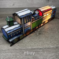 Tiffany Style Christmas Train Stained Glass Accent Table Lamp Night Light 14
