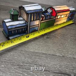 Tiffany Style Christmas Train Stained Glass Accent Table Lamp Night Light 14