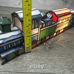 Tiffany Style Christmas Train Stained Glass Accent Table Lamp Night Light 14