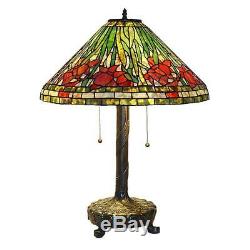 Tiffany Style Daffodil 25 in. Bronze Table Lamp Stained Glass Handcrafted Lamp