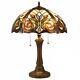Tiffany Style Dark Bronze Finish Table Lamp With Stained Glass Dome Shade