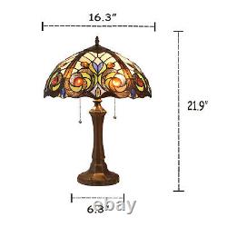 Tiffany Style Dark Bronze Finish Table Lamp with Stained Glass Dome Shade