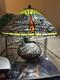 Tiffany Style Deep Blue Dragonfly Stained Glass Table Lamp Elegant Mosaic Base