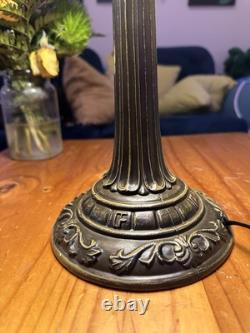 Tiffany-Style Domed Stained Glass Rose Lamp 14 Tall, Brand New