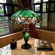 Tiffany Style Double Lit 2+1 Light Antique Stained Glass Art Base Table Lamp