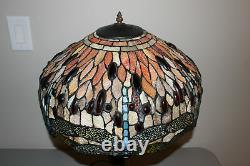 Tiffany Style Dragonfly 3-light Table Lamp-stained Glass Shade-bronze Finish