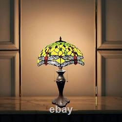 Tiffany Style Dragonfly Crystal Bead Pattern Stained Glass Table Lamp 61 cm Tall