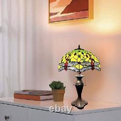 Tiffany Style Dragonfly Crystal Bead Pattern Stained Glass Table Lamp 61 cm Tall