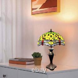 Tiffany Style Dragonfly Crystal Bead Pattern Stained Glass Table Lamp 61 cm Tall