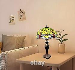 Tiffany Style Dragonfly Crystal Bead Pattern Stained Glass Table Lamp 61 cm Tall