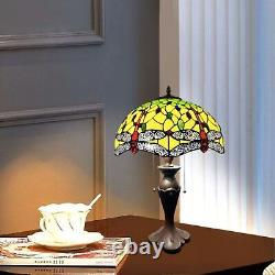 Tiffany Style Dragonfly Crystal Bead Pattern Stained Glass Table Lamp 61 cm Tall