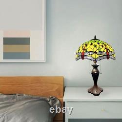 Tiffany Style Dragonfly Crystal Bead Pattern Stained Glass Table Lamp 61 cm Tall