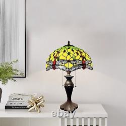 Tiffany Style Dragonfly Crystal Bead Pattern Stained Glass Table Lamp 61 cm Tall