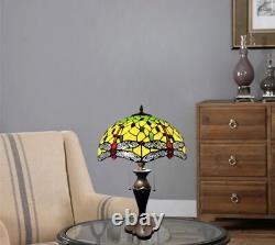 Tiffany Style Dragonfly Crystal Bead Pattern Stained Glass Table Lamp 61 cm Tall