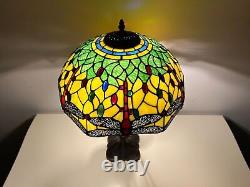 Tiffany Style Dragonfly Crystal Bead Pattern Stained Glass Table Lamp 61 cm Tall