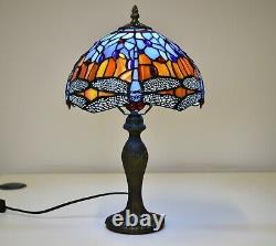 Tiffany Style Dragonfly Design Antique Handcrafted Table Desk Lamp Stained Glass
