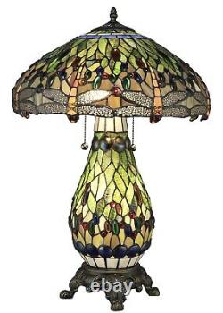 Tiffany Style Dragonfly Green Table Lamp WithIlluminated Base 18 Shade