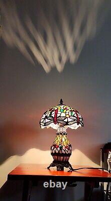 Tiffany-Style Dragonfly Stained Glass Lamp Art Nouveau Illuminated Base Vintage