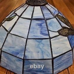 Tiffany-Style Dragonfly Stained Glass Lamp Art Nouveau Look Cast Metal Base