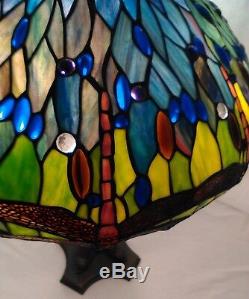 Tiffany Style Dragonfly Stained Glass Table Accent Lamp 3-light 19 inch Shade