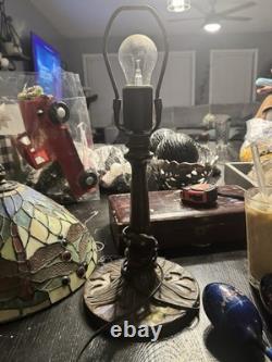 Tiffany Style Dragonfly Stained Glass Table Lamp Art Nouveau Works -Vintage