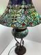 Tiffany-style Dragonfly Stained Glass Table Lamp With Mosaic Base & Jewel Accents