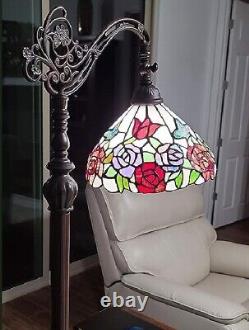 Tiffany Style Floor Lamp 5 ft Vintage Antique Style Stained Glass Reading Light