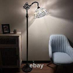 Tiffany Style Floor Lamp Baroque White Stained Glass Gooseneck Adjustable H63
