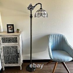 Tiffany Style Floor Lamp Baroque White Stained Glass Gooseneck Adjustable H63