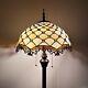 Tiffany Style Floor Lamp Beige Stained Glass Crystal Beans Led Bulb Include 64h