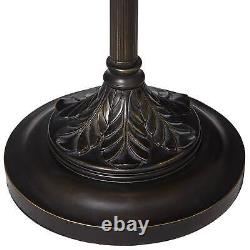 Tiffany Style Floor Lamp Cottage Bronze Leaf Stained Glass For Living Room