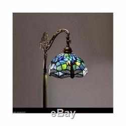 Tiffany Style Floor Lamp Dragonfly Victorian Vibrant Blue Green Stained Glass