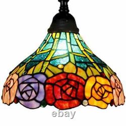 Tiffany Style Floor Lamp Floral Roses Living Room Reading Arched Curved Arm 62