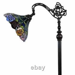 Tiffany Style Floor Lamp Floral Roses Living Room Reading Arched Curved Arm 62