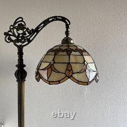 Tiffany Style Floor Lamp Gold Stained Glass Baroque Style Gooseneck Adjustable