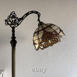 Tiffany Style Floor Lamp Gold Stained Glass Baroque Style Gooseneck Adjustable