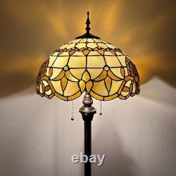 Tiffany Style Floor Lamp Gold Stained Glass Baroque Style Lavender H64W16