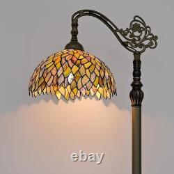 Tiffany Style Floor Lamp Gradient Green Stained Glass Arched Gooseneck Decor
