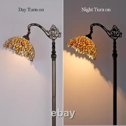 Tiffany Style Floor Lamp Gradient Green Stained Glass Arched Gooseneck Decor