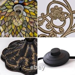 Tiffany Style Floor Lamp Gradient Green Stained Glass Arched Gooseneck Decor