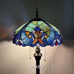 Tiffany Style Floor Lamp Green Blue Stained Glass Included LED Bulbs 64H16W