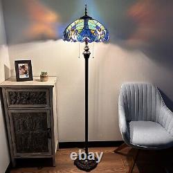 Tiffany Style Floor Lamp Green Blue Stained Glass Included LED Bulbs 64H16W