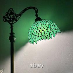 Tiffany Style Floor Lamp Green Stained Glass Green Leaves Included LED Bulb H63